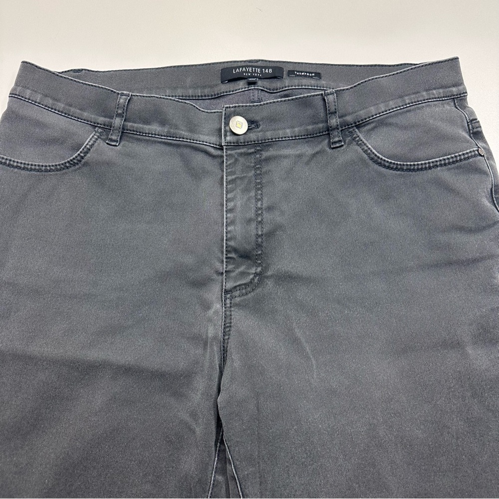Lafayette 148 New York Dark Gray Classic Straight Leg Thompson Jean Pant Size 10 - Picture 4 of 9